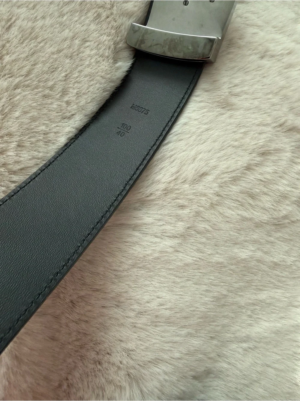 Louis Vuitton Black Damier Suede Leather Belt with Silver LV Buckle